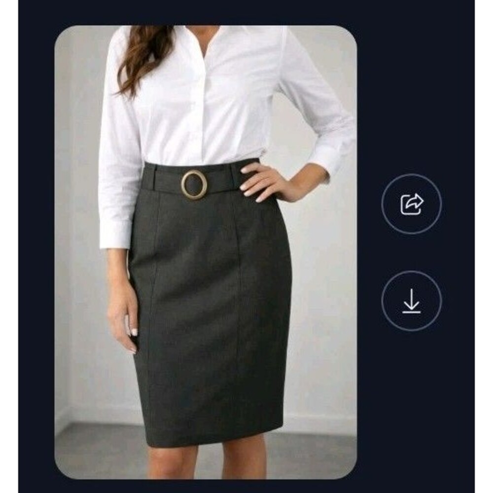 Gianni Belt Skirt Size 10 Blackish Gray Lined Wool Blend Made In USA